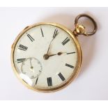 An 18ct open face pocket watch London 1876,