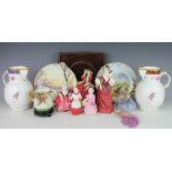 A selection of decorative ceramics to include Four Royal Doulton figures comprising Top O'The Hill