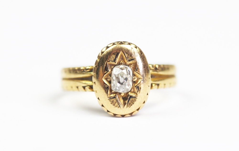 A diamond and 18ct yellow gold ring, London 1927,