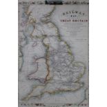 John Rapkin, Hand coloured engraving, Railway Map of Great Britain,