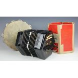A German hexagonal concertina, with patterned bellows, in original box,