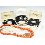 A selection of jewellery, to include; simulated pearls, gold coloured bangles, brooches, bracelets,