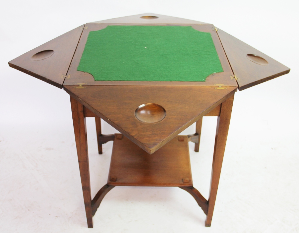 An Edwardian mahogany envelope card table, 70cm H x 55cm W, - Bild 2 aus 4