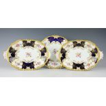 A pair of Coalport batwing oval serving bowls and a circular dinner plate,