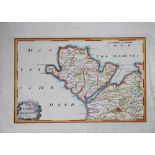 An 18th century hand coloured engraving of Anglesey and North Wales, 29cm x 40cm,