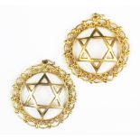 A pair of 9ct yellow gold Star of David pendants, each of pierced design, gross weight 8.