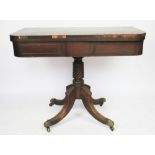 A Regency mahogany tea table, 72cm H x 92cm W x 46cm D (at fault), PROVENANCE: Hinton Hall, Hinton,