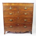 A Regency mahogany chest of two short and three long drawers, on bracket feet,