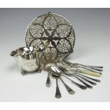 A selection of silver and plated wares, to include; a silver photograph frame and another frame,