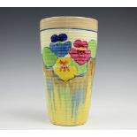 A Newport Pottery Clarice Cliff Bizarre, Pansy pattern vase, the tapering,