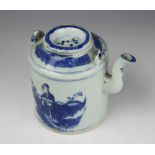 A Chinese porcelain blue and white teapot and cover,