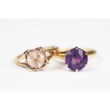 A peach morganite and diamond set ring in 14ct 'Strawberry gold',