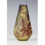 An Emille Galle cameo glass posy / specimen vase, of tapering form,