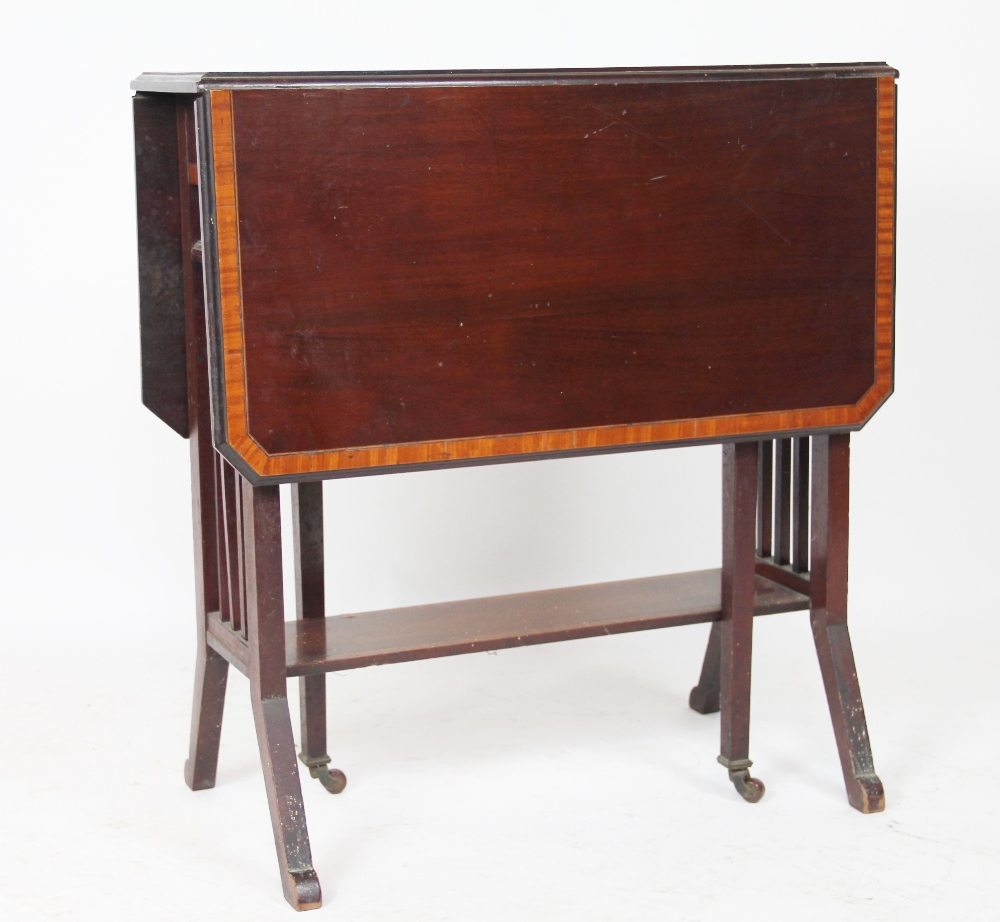 An Edwardian inlaid mahogany Sutherland table, - Image 2 of 3