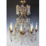 A French gilt metal eight light chandelier / ceiling light,