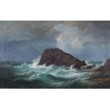 English School (19th century), Oil on canvas, 'The Stack Rock, Castletown' Isle of Man,