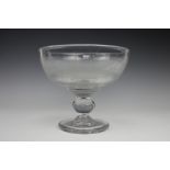 A Leslie Smyth 1986 studio glass etched pedestal bowl,