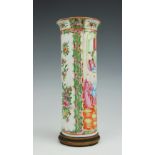 A 19th century Chinese famille rose Canton sleeve vase on stand,