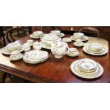 A Coalport Ming Rose pattern dinner and coffee service, comprising, six dinner plates,