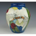 A Moorcroft limited edition Sulphur Crested Cockatoo 10" vase, 1996, designed by Rachel Bishop, No.