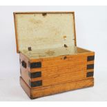A late Victorian faux grained painted pine trunk, of small proportions,