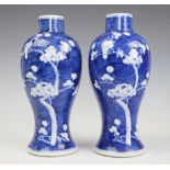 A pair of Chinese blue and white vases,