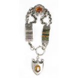 A Scottish white metal and agate set bracelet,