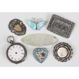 A collection of jewellery, to include; a David Andersen, Norway, blue enamelled butterfly brooch,