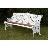 A 19th century Coalbrookdale Nasturtium pattern cast iron bench,