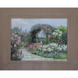 English school (19th century), Watercolour on paper, Garden in blossom, 23cm x 30cm,