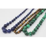 Three Victorian bead necklaces, to include; a malachite,