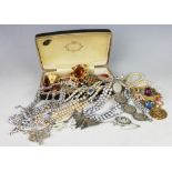 A selection of costume jewellery, to include; an imitation pearl set bracelet,