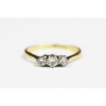 A three stone diamond ring,