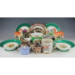 A collection of decorative ceramics to include a pair of 19th century Staffordshire hounds each