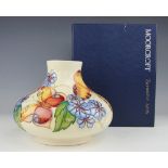 A Moorcroft Butterfly pattern squat vase, c.