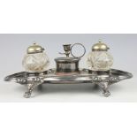 A Victorian silver plated desk stand,