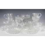 An assortment of 20th century and later glass wares to include a cut glass fruit bowl, 22cm wide,