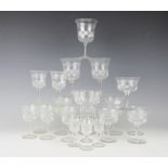 A part suite of Edwardian drinking glasses comprising, six white wine glasses, 14.