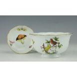 A Herend Rothschild bird pattern pedestal sugar bowl, marked to underside '684/120' '8-A', 6cm high,