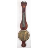 An early 19th century inlaid mahogany wheel barometer, the brass dial engraved Peter Barnarde Fecit,