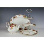 A large quantity of Royal Albert Old Country Roses dinner wares comprising; six teacups and saucers,