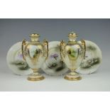 A pair of Japanese Noritake vases and covers,