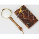 A Victorian tortoiseshell and ivory calling card case, with trellis ivory stringing detail,