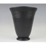 A Keith Murray for Wedgwood black basalt vase circa 1930's,