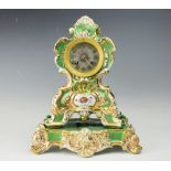 A 19th century French porcelain mantle clock and stand,