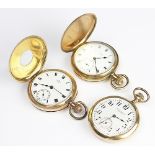 Three gold plated pocket watches, comprising a half hunter,