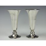 A pair of silver vases, H Pidduck & Sons, London 1962,