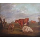 Follower of Thomas Sidney Cooper (19th century), Oil on Canvas, Cattle and donkey in a field,