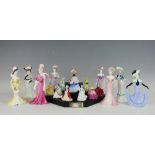 Eight Coalport Ladies comprising; Lady Evelyn CW9, Lady Lilian CW5, Lady Sarah CW6, Lady Clara CW7,