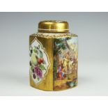 A French Sevres style porcelain tea caddy,